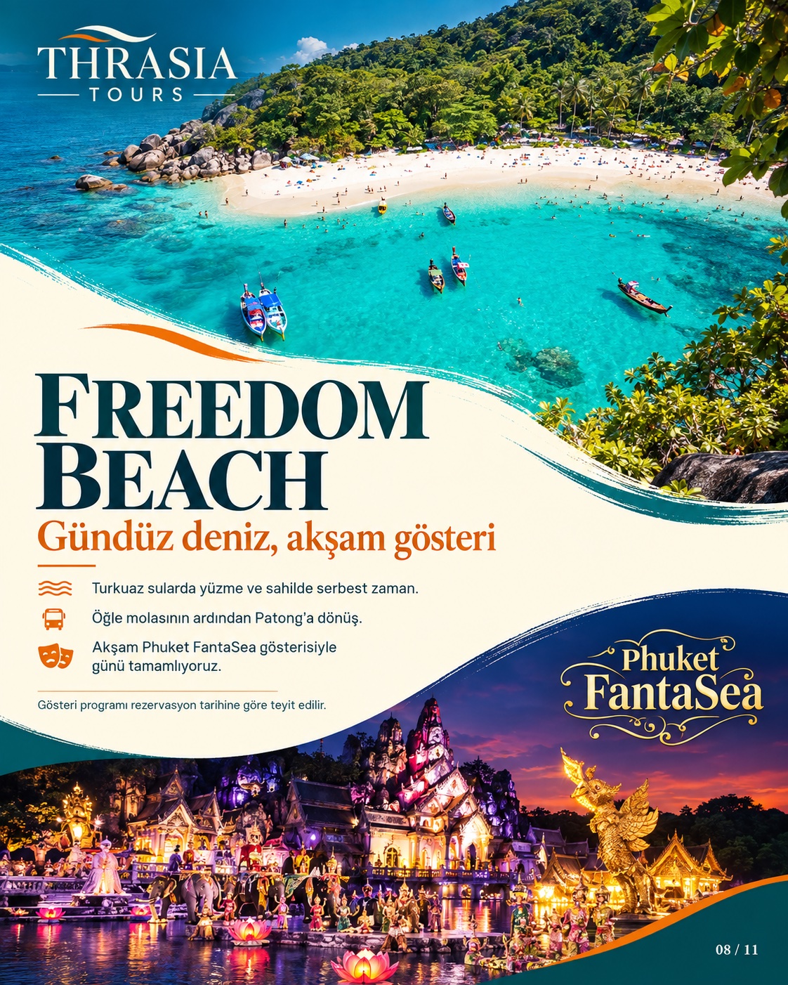 FREEDOM BEACH — Gündüz deniz, akşam gösteri